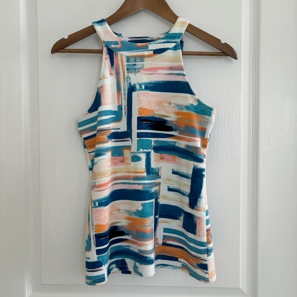 Deletta Isa Brushstroke Knit Halter Tank Top XS Anthropologie
